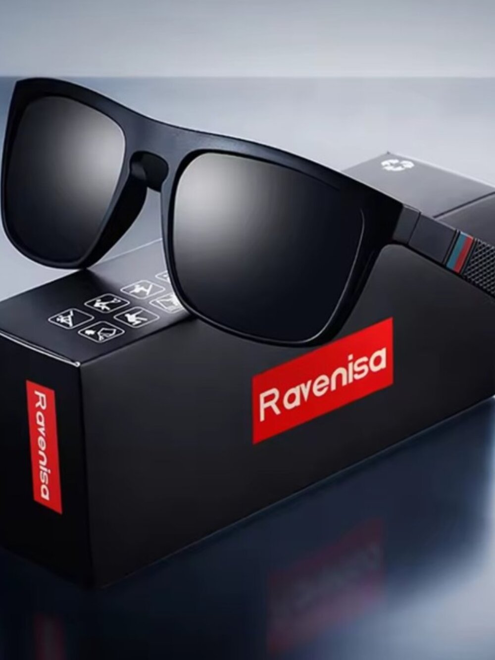 Ravenisa Vintage Polarized Sunglasses Unisex Retro UV400, Black, New